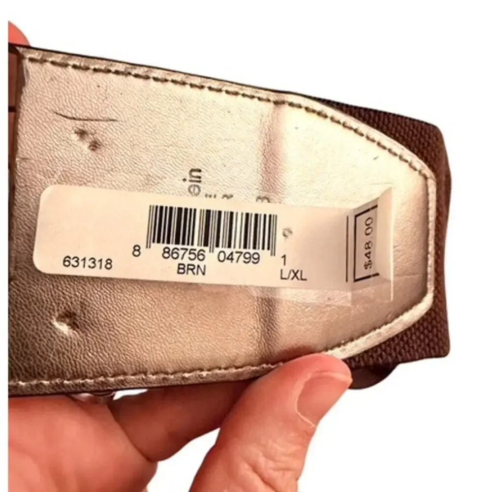 Y2K Calvin Klein Stretch Waist Belt Brown Snakeskin Silver L/XL NWT